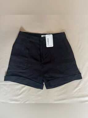 Mod Ref NWT Black Linen Shorts Size Small High Waist Cuffed